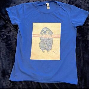 Blue T-Shirt with Sloth Graphic